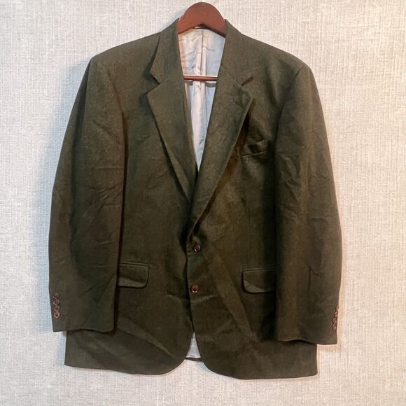 Lands' End Other - Vintage Lands’ End 46L Tiroler Loden Wool Sport Coat Made in USA Olive Green